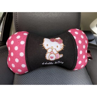 ลิขสิทธิ์แท้ เฮลโล คิตตี้ หมอนรองคอ ทรงกระดูก ในรถยนต์ 1 ชิ้น สีดำชมพู Hello Kitty 1pc Car Neck Rest Cushion Head Pillow