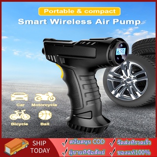 ปั๊มลมไร้สาย USB air pump เครื่องปั๊มลมยางรถยนต์แบบชาร์จไร้สาย 120W รถจักรยานยนต์ ที่เติมลมรถยนต์ เครื่องเติมลมอัตโนมัติ