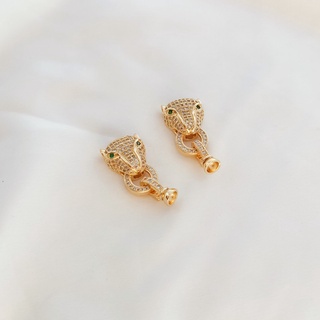 ตะขอเชื่อมต่อเครื่องประดับ สร้อยข้อมือ สร้อยคอ แฮนด์เมด ลายเสือดาว 14K ฝังเพทาย DIY