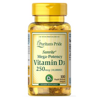 Puritans Pride Vitamin D3 250mcg  - 5000IU,10,000 IU / 100 Softgels