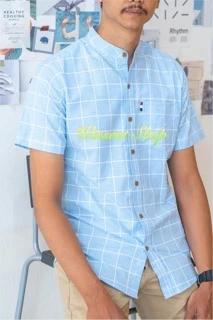 👔เสื้อเชิ้ตคอจีนตารางแขนสั้น👔ผ้า Oxford ทรงสลิมคัตติ้งเนี๊ยบมากกกก✨✨