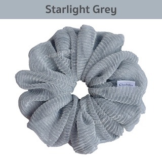 สี Grey รุ่นสตาร์ไลท์ (ไซส์ XXL 18-20ซม.) ผ้าย่นมีกากเพชร ยางรัดผมแฟชั่น ยางมัดผม ยางรัดผมโดนัท Scrunchie Big size