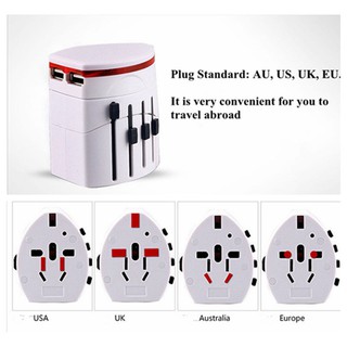 ปลั๊กทั่วโลก Universal Adapter แยก 2 ชิ้น พร้อม USB 2 ช่อง สีดำและ สีขาว