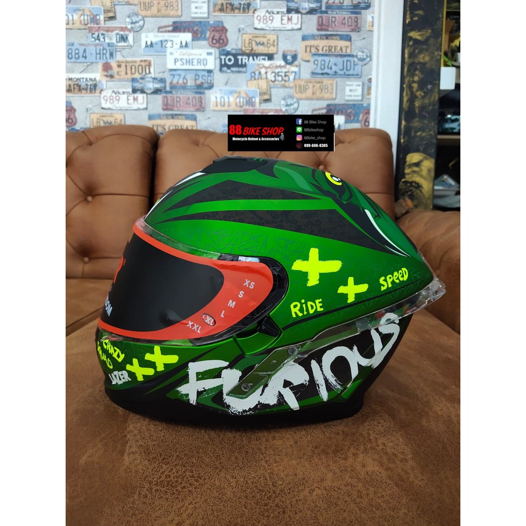 หมวกกันน็อค REAL Rafale Oni ดำ-เขียว(ด้าน) XL