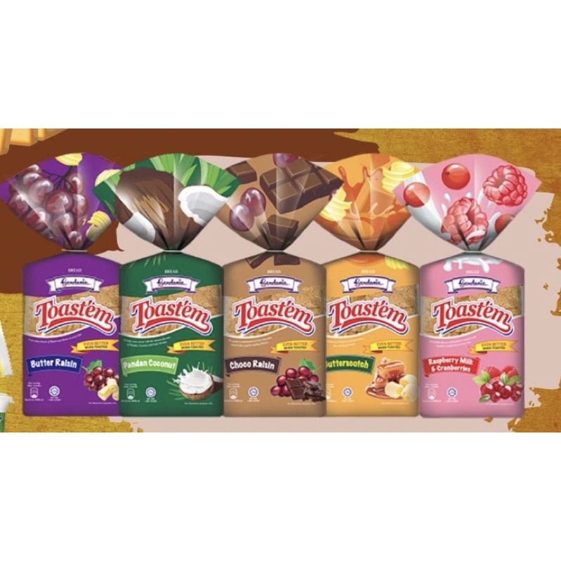 ขนมปัง 🇲🇾gardenia 5 รส ห่อละ 62พร้อมส่งทุกวันจันทร์-ศุกร์ Butterscotch, Butter Raisin, Choco Raisin,
