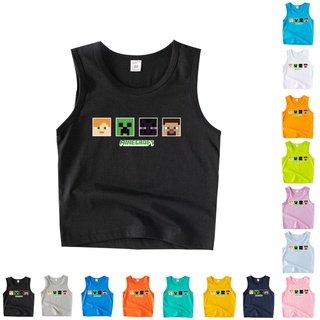 เสื้อกล้าม ผ้าฝ้าย แขนกุด ลายการ์ตูน 7 สี สําหรับเด็ก BBB002