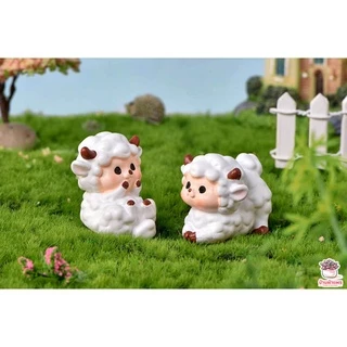 แกะน้อยร่าเริง [ เซต 6 ชิ้น ] ตุ๊กตาจิ๋ว โมเดลจิ๋ว แต่งสวน