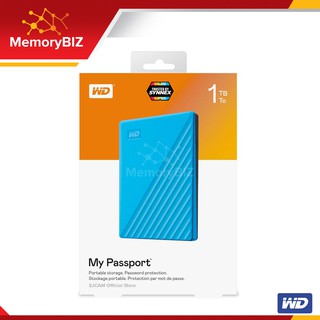 WD External Hard Disk 1TB ฮาร์ดดิสพกพา My Passport, USB 3.0 External HDD 2.5" (WDBYVG0010BBL-WESN) สีฟ้า ประกัน Synnex