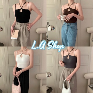 L.A Shop​-​พร้อมส่ง เสื้อสายเดี่ยวไหมพรม ดีเทลสายผูกคล้องคอ เว้าหน้าอกเซ็กซี่ "7635"