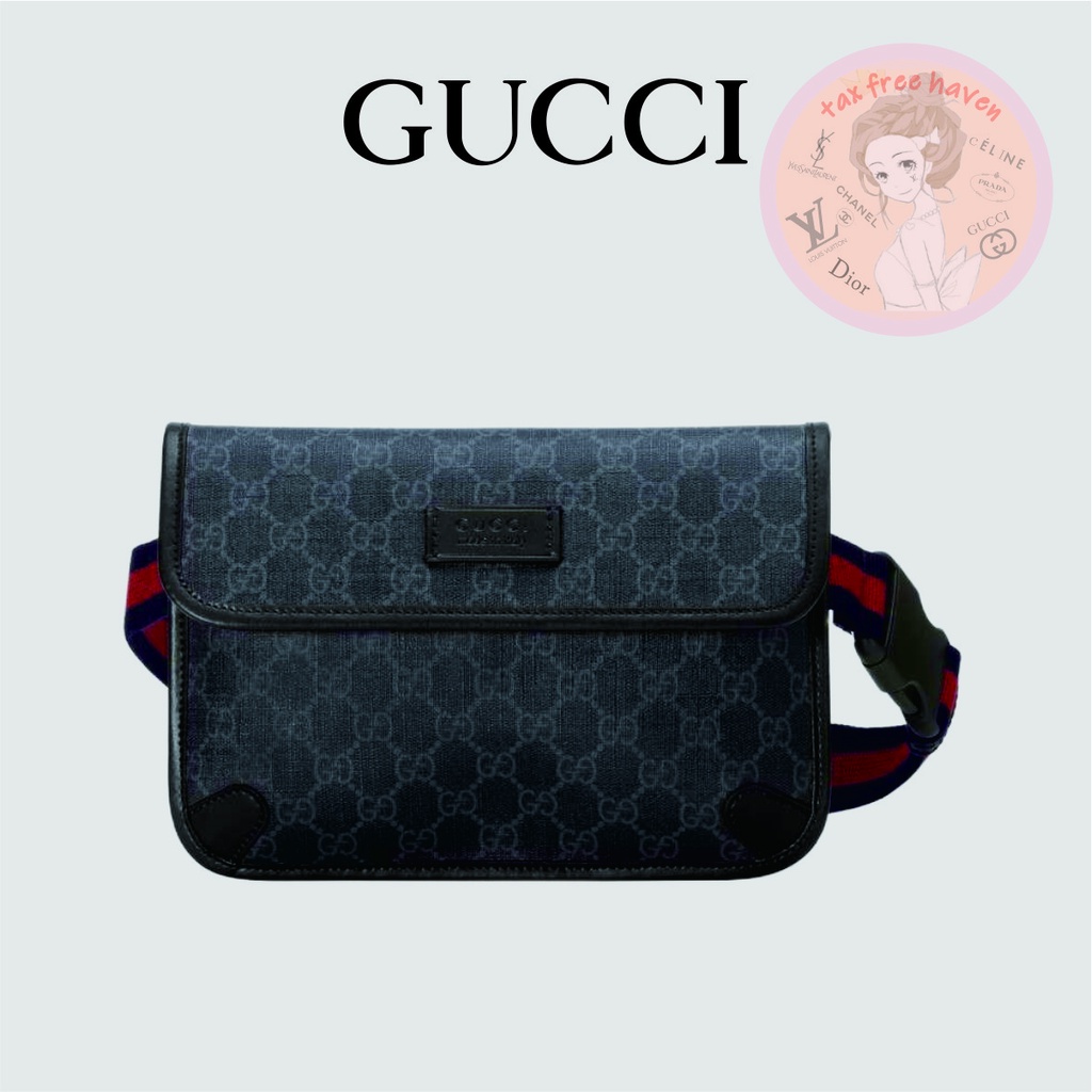 Shopee ลดกระหน่ำ 🔥ของแท้ 100% 🎁Gucci Brand New GG Supreme Canvas Waist Bag