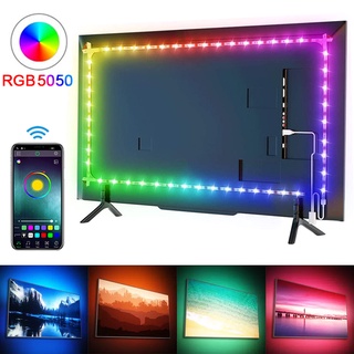 เทปไฟ RGB 5050 Led บลูทูธ ควบคุมผ่านแอพ 5V USB เทป Led ริบบิ้น ยืดหยุ่น ไดโอด สําหรับทีวี ไฟแบ็คไลท์ ตกแต่งห้อง