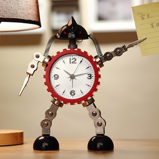 ⏰นาฬิกาตั้งโต๊ะ⏰ROBOT#7นาฬิกาปลุกโลหะหุ่นยนต์นักเรียนข้างเตียงนาฬิกาปลุกการ์ตูนเด็กเงียบนาฬิกาปลุกสร้างสรรค์ Deos