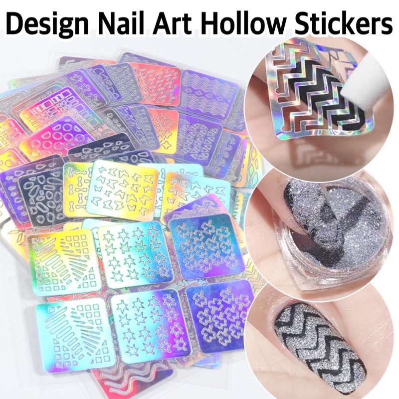 [แพค12แผ่น]สติกเกอร์แต่งเล็บ แบบฉลุลาย 3D Design Nail Art Hollow Stickers