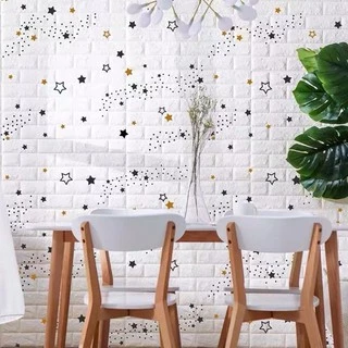 🌟DIY🌟 77 X 70CM วอลเปเปอร์ติดผนัง มีกาวในตัวติดผนัง 3D wallpaper ลายดาว ลายการ์ตูน wallpaper