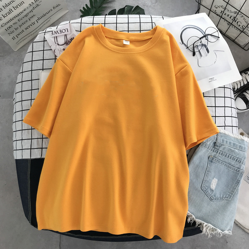 Random Color Short-sleeved T-shirt female Korean version of the spring and summer 2021 new solid #5