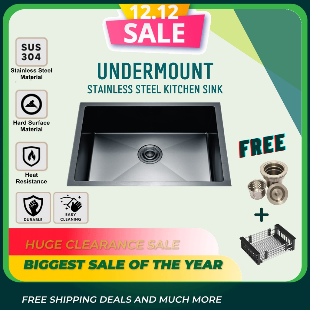 สแตนเลส Undermount ชามเดี่ยวอ่างล้างจาน Dapur Sinki Home Living หนึ่งชาม KS6645-NL