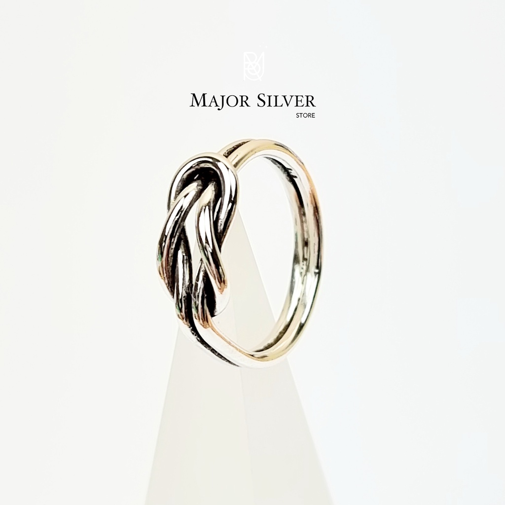 Love knot ring : แหวนเงินแท้92.5% รมดำ ดีไซน์เท่ๆ น่าใส่ สไตล์วินเทจ เก๋ๆ : E-V-2Kn1.5