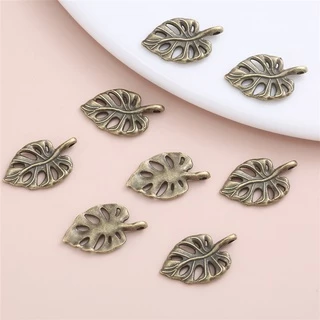 20 ชิ้น / เซต วินเทจ ที่ละเอียดอ่อน ใบไม้ เสน่ห์ สําหรับเครื่องประดับผู้หญิง ทําจี้สร้อยคอ DIY น่ารัก อุปกรณ์เสริม
