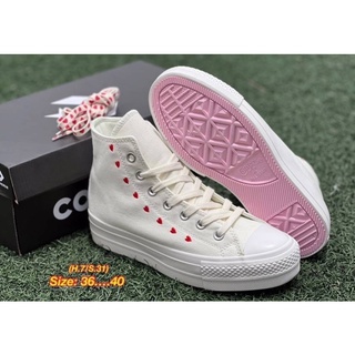 Converse hi-end พื้นชมพู รองเท้าผ้าใบคอนเวิร์ส