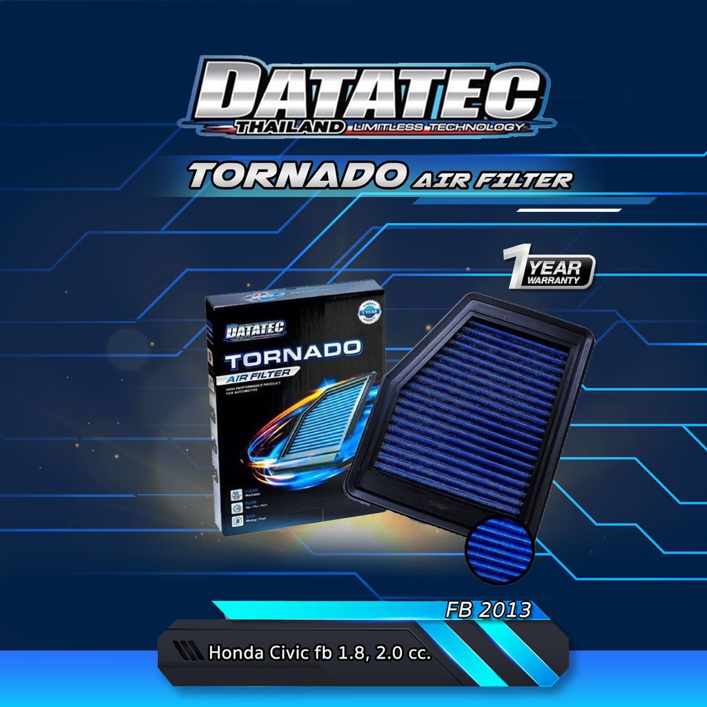 กรองอากาศรถยนต์ Datatec Tornado รุ่น Civic FB 1.8 2.0cc