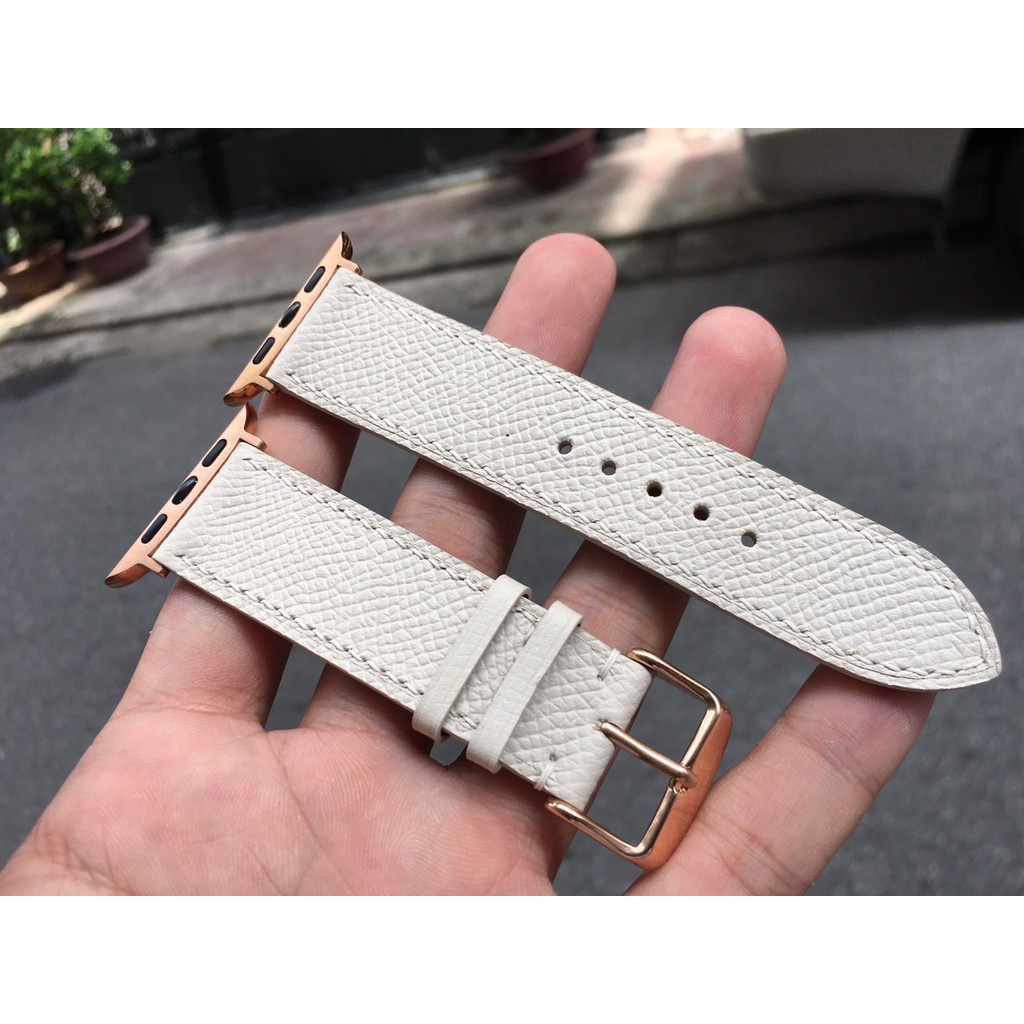 Apple Watch Leather Epsom Premium Bright Cream Strap Full size Series 5 /4 /3 / 2 /1