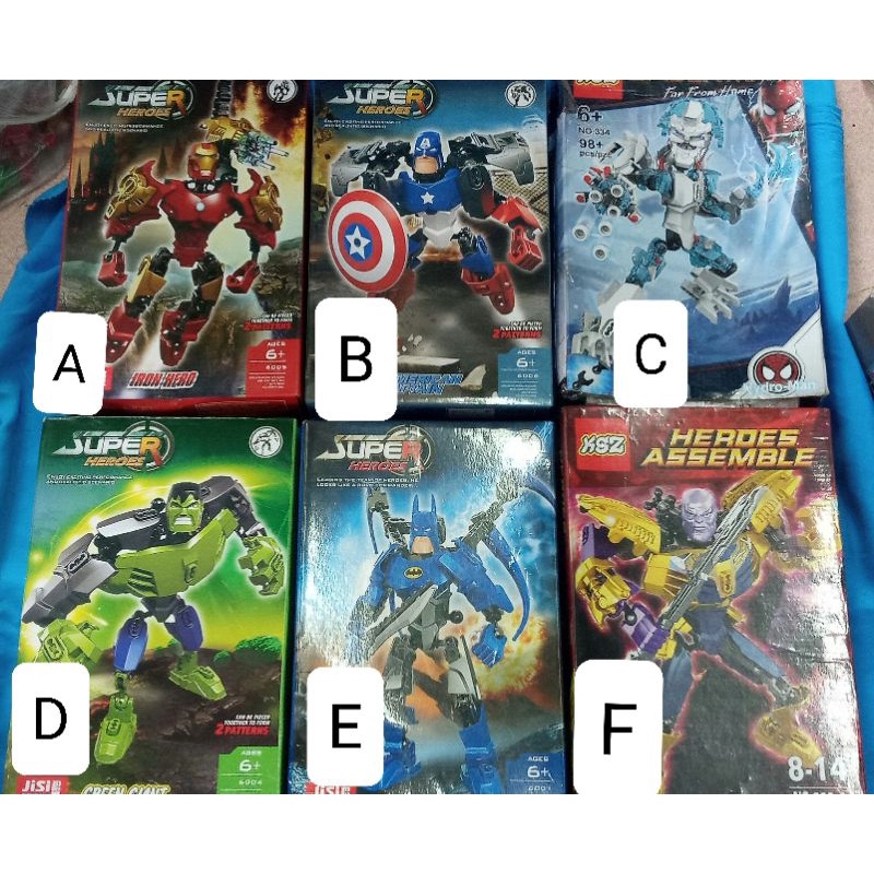 LEGO superhero avenger hero เลโก้ ประกอบเป็นตัวดัดแขนขาได้ **ลดราคาพิเศษ กล่องไม่สวย* Ironman hulk thanos Batman captain
