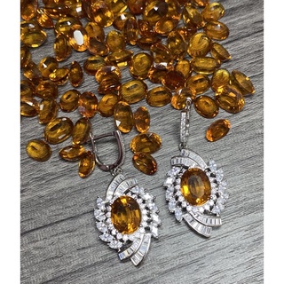 ต่างหูพลอย ซิทริน citrine 5.55 ct.  / เพชร cz