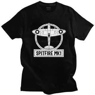 Spitfire Mk.1 RAF UK เสื้อยืดลําลอง แขนสั้น คอกลม ผ้าฝ้าย พิมพ์ลาย Supermarine Fighter Plane Pilot สําหรับผู้ชาย