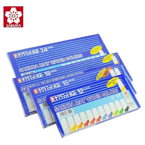 สีน้ำซากุระ 12,15,18,24 สี หลอดลามิเนต Sakura Mat Water Colors 5ml