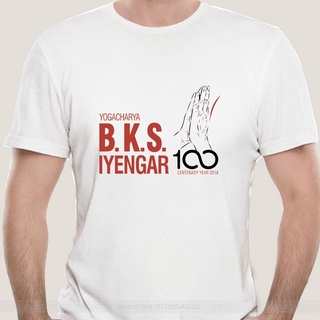 เสื้อโอเวอร์ไซ - เสื้อยืดผู้ชายพิมพ์เสื้อยืดผ้าฝ้าย bks Iyengar โลโก้ครบรอบร้อยปีอย่างเป็นทางการ -