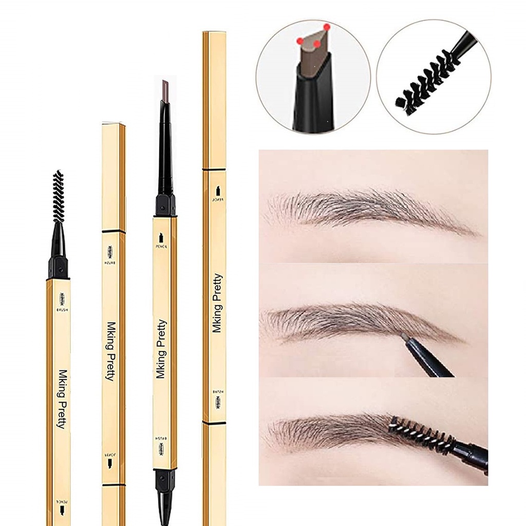 [พร้อมส่ง] ดินสอเขียนคิ้วแบบสองหัวกันน้ําติดทนนาน 5 สีเครื่องสําอาง