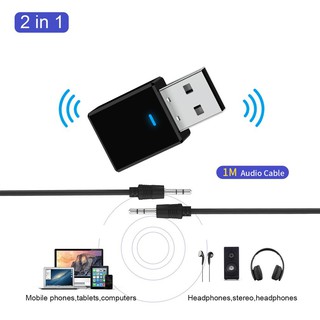 Bluetooth 5.0 Receiver Mini Stereo Bluetooth EDR 3.5mm Jack  2-in-1 Wireless Audio Adapter
