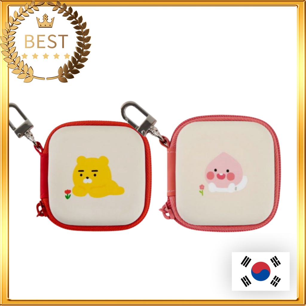 [KAKAO FRIENDS] April Shower Hard Mini Pouch Case│Kakao Hard Pouch Case Cover Compatible With Airpods│Pocket Socket Compatible With Airpods│Earbuds Buds Case Cover Pouch เอพีช และ ไรอัน