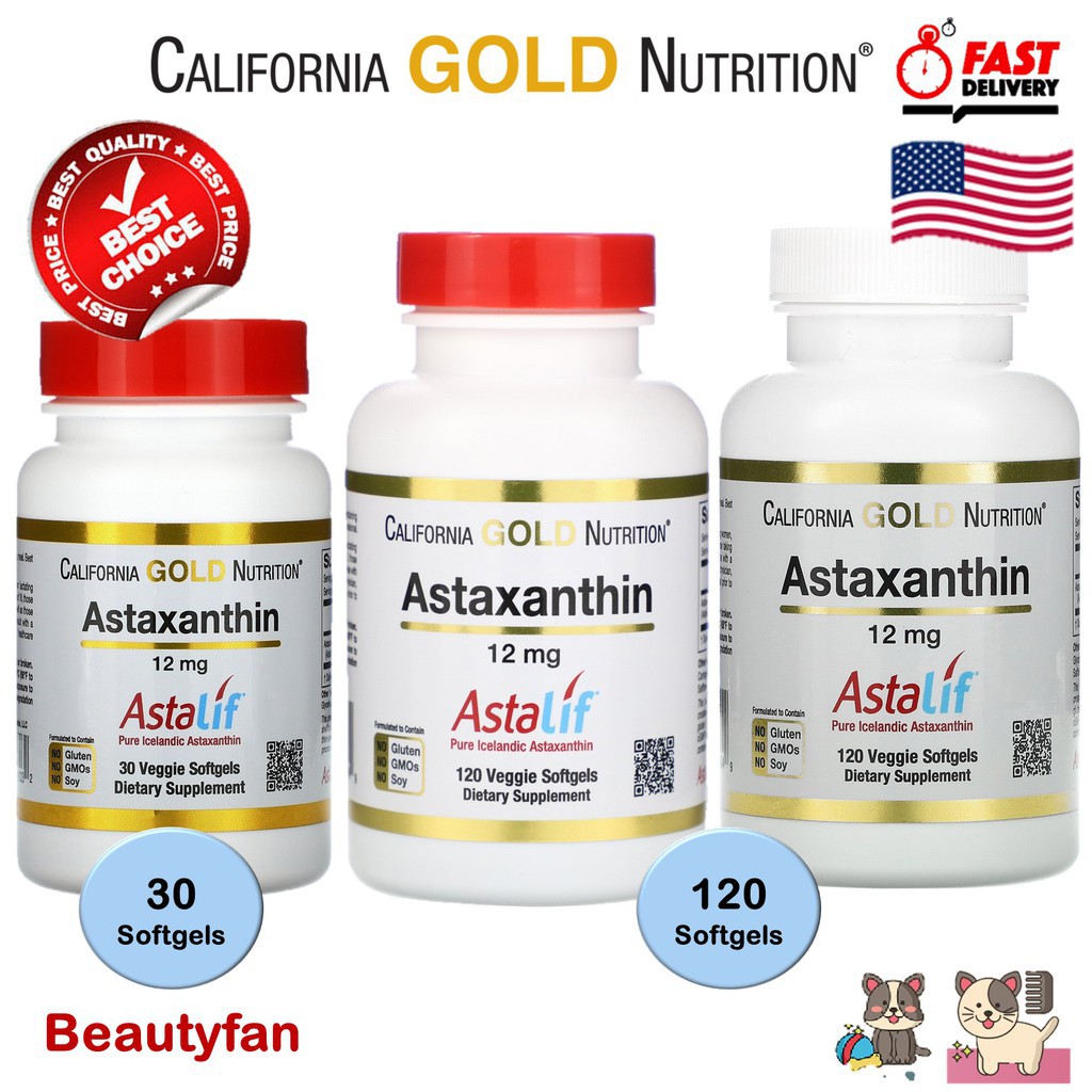✘☒California Gold Nutrition Astraxanthin 12 mg pure icelandic Astraxanthin 30/120 softgels