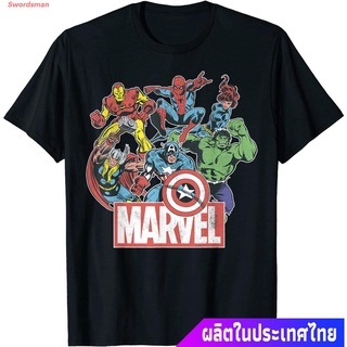 เสื้อยืดแขนสั้น Marvel Avengers Team Retro Comic Vintage Graphic T-Shirt T-Shirt Sports T-shirtXKV