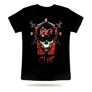 ผ้าฝ้ายคอกลมเสื้อยืดแขนสั้น พิมพ์ลาย SLAYER 666 HELMET SKULL HEAVY METAL ROCK BAND สไตล์คลาสสิก ไม่ซ้ําใคร สําหรับผู้ชาย