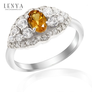 Lenya Jewelry แหวนเงินแท้ ประดับพลอยซิทริน และ CZ (คิวบิกเซอร์โคเนีย)