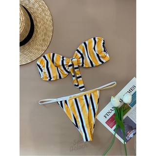 Stripe Bikini บิกินี่ลายทางสีเหลือง