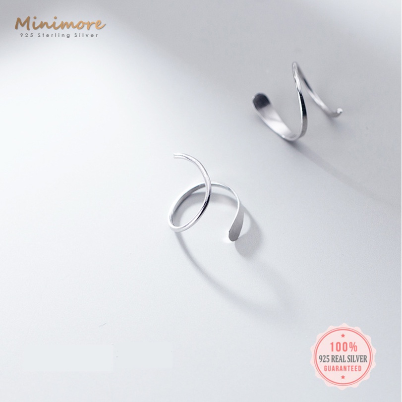 [SE126]🌟ต่างหูเงินแท้ 92.5%🌟เกลียวเงินผิวเงา สุด chic  สไตน์มินิมอล เหมาะกับคนแพ้ง่าย 925