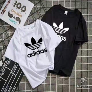 เสื้อยืด ผ้ามัน เสื้อลายADIDAS ผ้านุ่มใส่สบาย ใส่เดียวหรือคู่ก็ได้ ซักไม่ยั้บ บางใส่สบาย