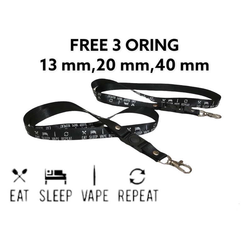 GANTUNGAN HP MULTIPURPOSE HANGER LANYARD ฟรี 3 ห่วง "eat sleep v ทําซ้ํา" ที่แขวนโทรศัพท์มือถือ ฯลฯ