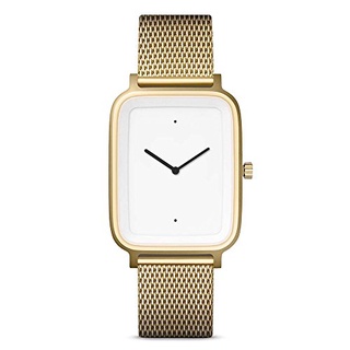 นาฬิกาข้อมือชายหญิง,Minimal,OBLONG 08 MATTE GOLDEN STEEL ON A GERMAN-MADE MILANESE MESH BAND