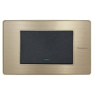 RUMOS PLUS Gold Frame 1 Gang 1 Way รูมอสพลัส สวิตช์ 1.5G(ปุ่มกลาง) ทางเดียว พร้อมกรอบสีทอง