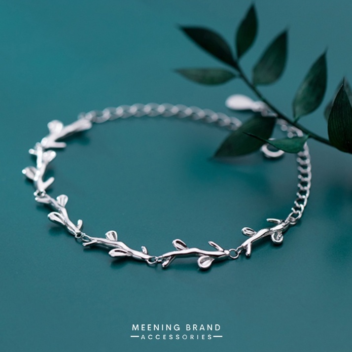 MeeningBrand สร้อยข้อมือเงิน MINIMAL LEAF [01-0063]