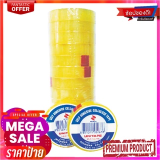 ยูนิเทป เทปใสเซลลูโลส กาวยาง แกนเล็ก แพ็ค 12 ม้วนUNITAPE Clear Tape 1/2" 36Y 12 Rolls/Pack