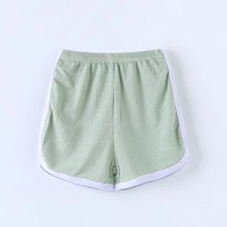 Babyonline(Y400)OF0 (ซื้อ2ชิ้น เพียง 30บาท ส่งด่วน1วัน)กางเกงขาสั้นเด็กเอวสม็อค ผ้าร่อง ใส่สบาย ไม่ร้อน ระบายอากาศ