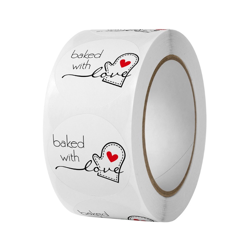 Be> สติกเกอร์ฉลาก ลายหัวใจ กันน้ํา ลอกออกได้ สําหรับติดตกแต่งเบเกอรี่ คุ้กกี้ ครัวซองต์ 500 ชิ้น ต่อม้วน