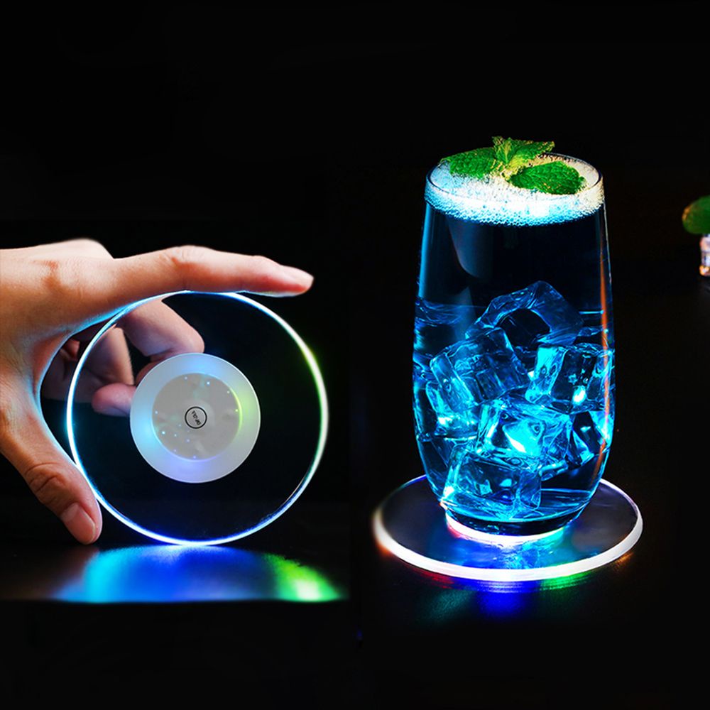 WISDOMEST Led Coaster ถ้วยผู้ถือแก้วขาตั้ง Light Bar Mat ตาราง Placemat ...