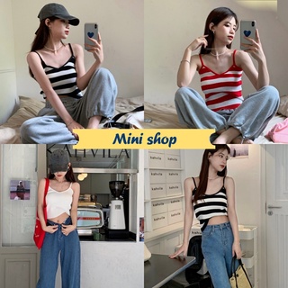 Mini shop🌸พร้อมส่ง🌸 (DX-342) เสื้อสายเดี่ยวไหมพรม ใส่สบายผ้านิ่มคิ้วมากสีเยอะมาก