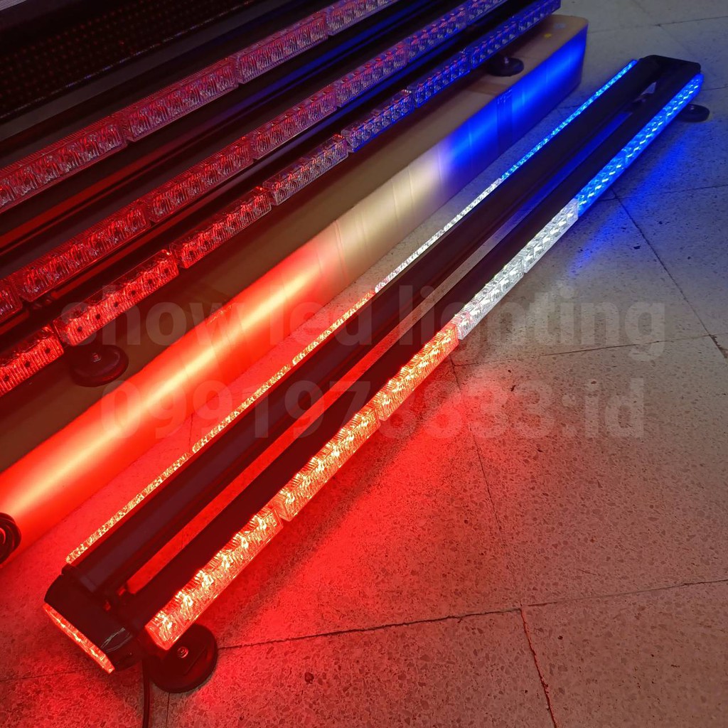 ไฟ LED ไฟไซเรนติดหลังคา แดง-ขาว-น้ำเงิน 120cm 8ท่อน 4หน้า มีข้าง 12v 3w เต็ม ไฟฉุกเฉิน ไฟกู้ภัย ไฟกู